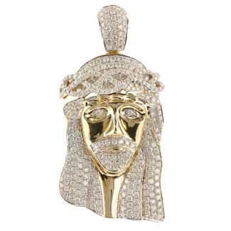 10K Gold | 5.00 CT | Diamond Jesus Head Pendant